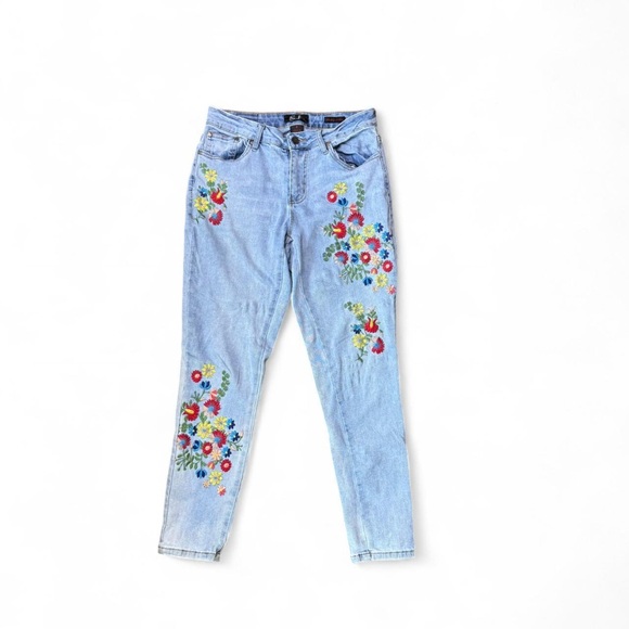 Earl Jeans Light Blue Floral Skinny Jeans - Picture 1 of 8